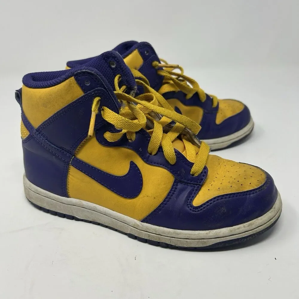 Nike Dunk High Lakers Purple Gold Preschool DZ4455-500 Kids Size 2Y